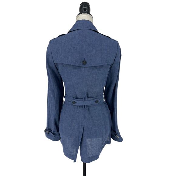 Burberry Brit 100% Linen Short Trench Coat in Blue - Picture 12 of 16